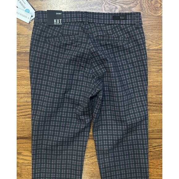 Kut From The Kloth Womens Slim Straight Pant Plaid Dark Grey Red NWT - Picture 13 of 15